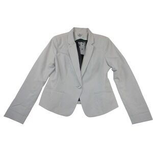 NWT-Worthington Womens Single Button Blazer Grey Career Jacket Bashful Mid L